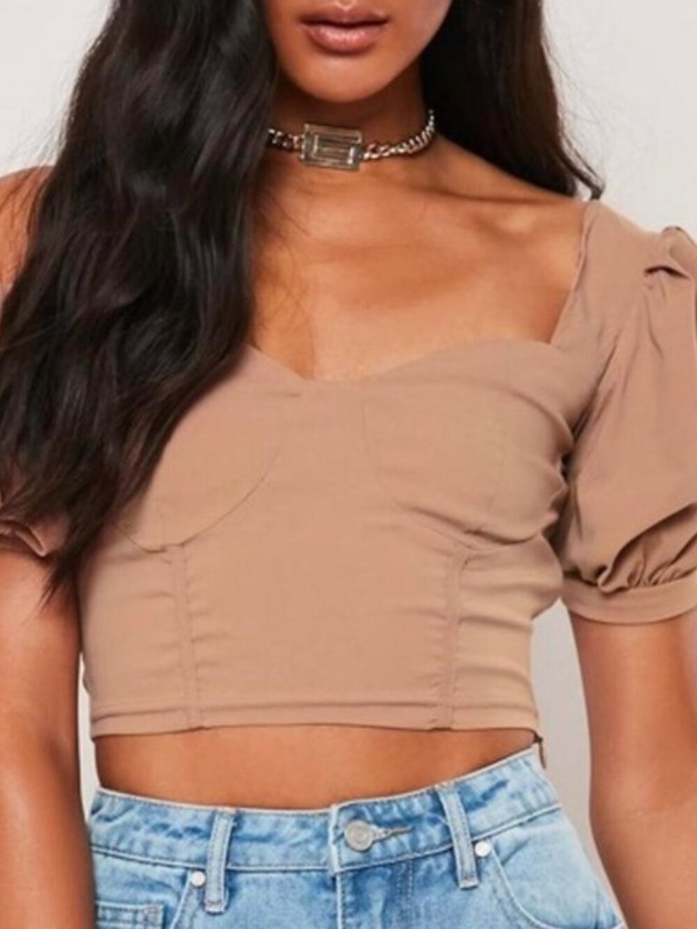MISSGUIDED Puff Sleeve Crop, Size 6